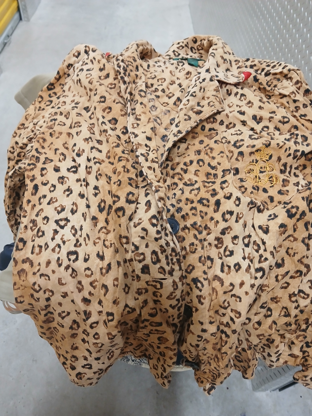 Ralph Lauren Leopard Print Button-Up Pajama Top in Tan and Black